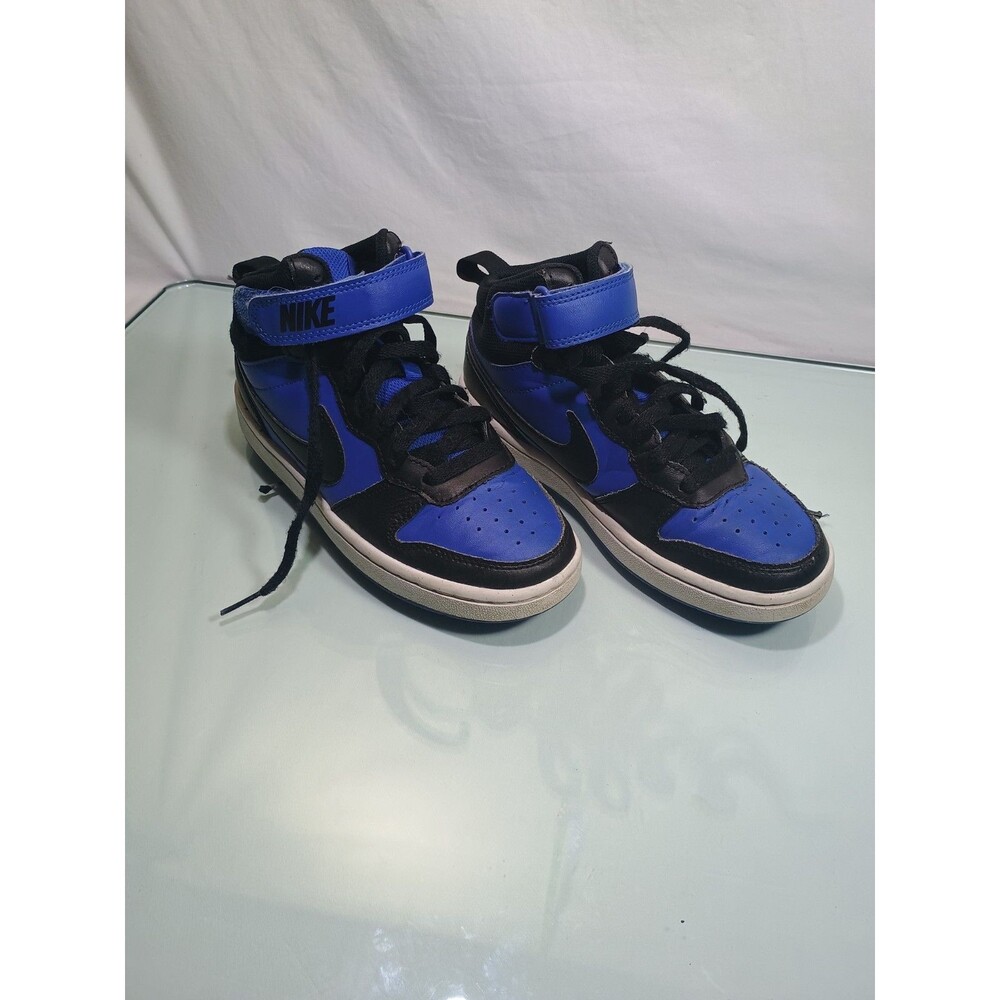 Nike Court Borough Mid 2 Black Royal Blue High Top Kids Shoes CD7782-404 3.5Y